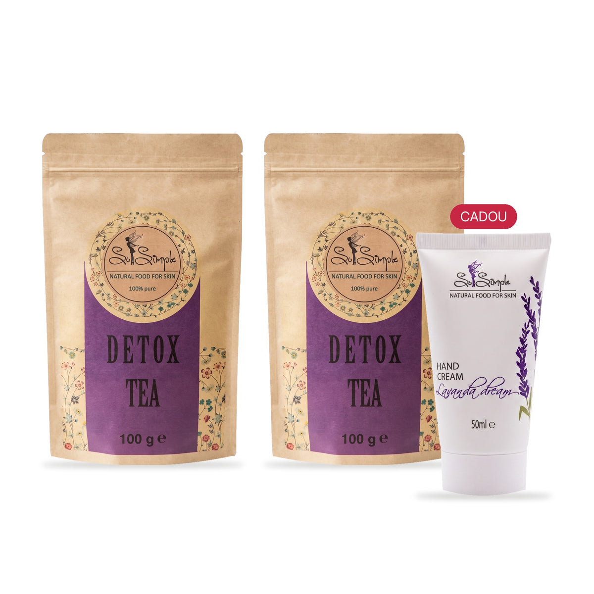 PACHET PROMO DETOX – 2 × ceai din plante DETOX + cadou cremă de mâini Lavanda Dream