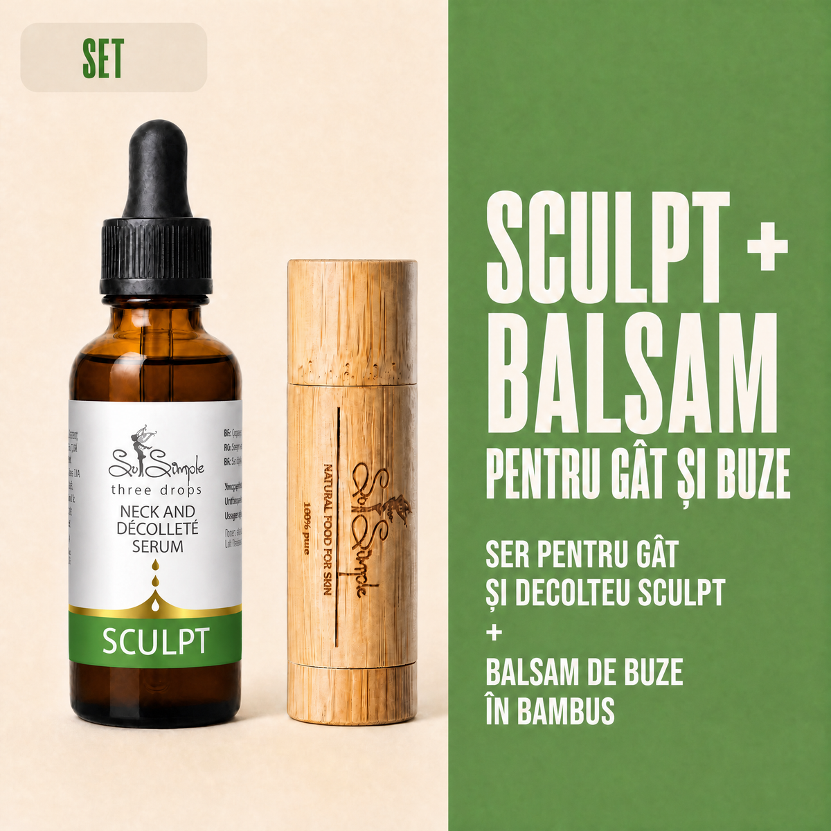 Set SCULPT + balsam natural pentru buze