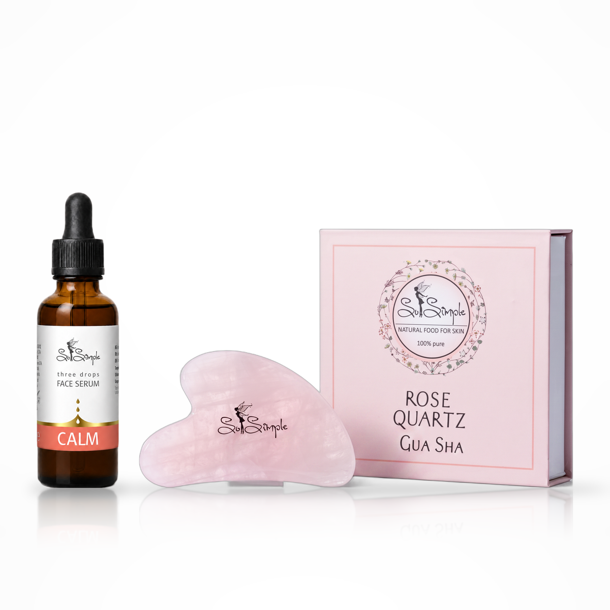 Set CALM + Gua Sha din cuarț roz