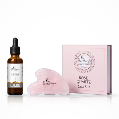 Set LUMIN + Gua Sha din cuarț roz
