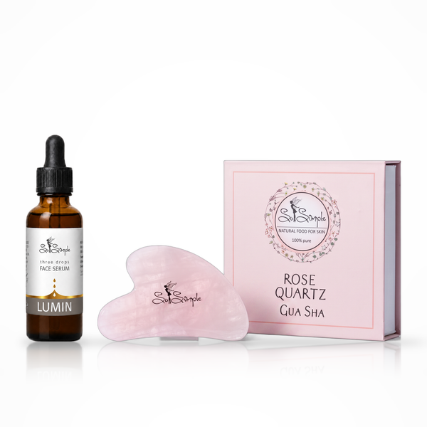 Set LUMIN + Gua Sha din cuarț roz