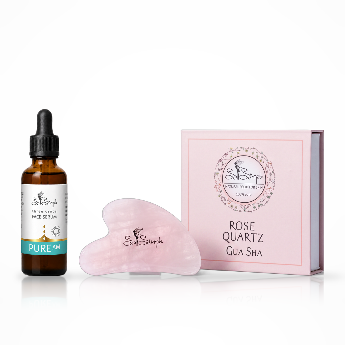 Set PURE AM + Gua Sha din cuarț roz