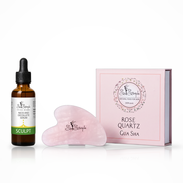 Set SCULPT + Gua Sha din cuarț roz