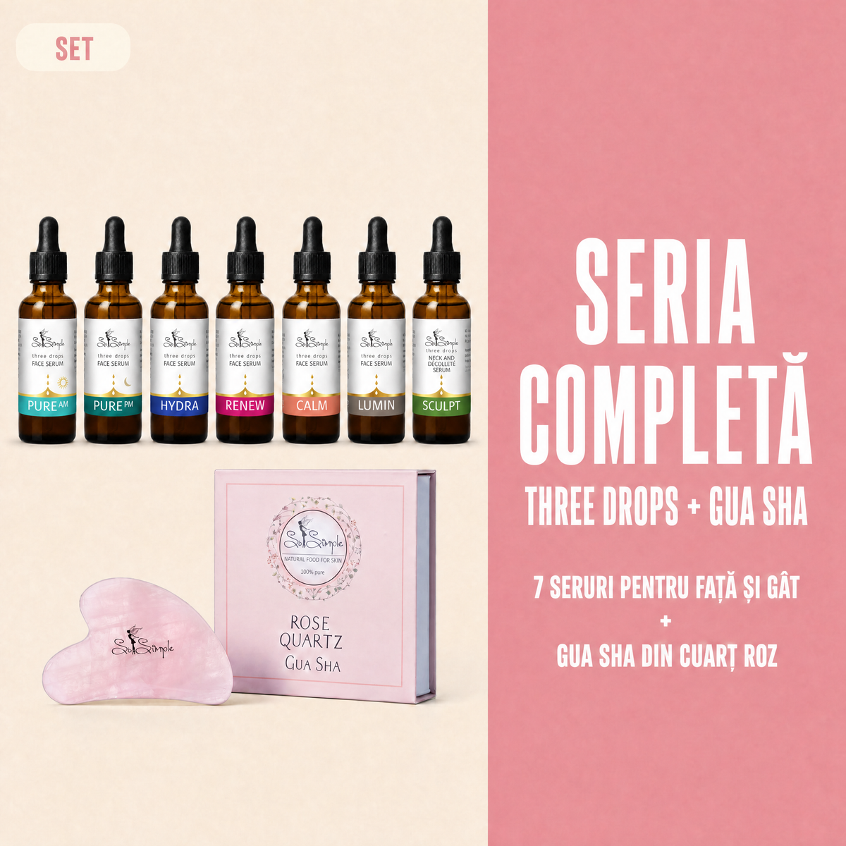 Set Seria completă three drops + Gua Sha
