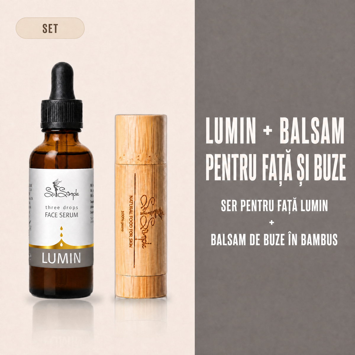 Set LUMIN + balsam natural pentru buze