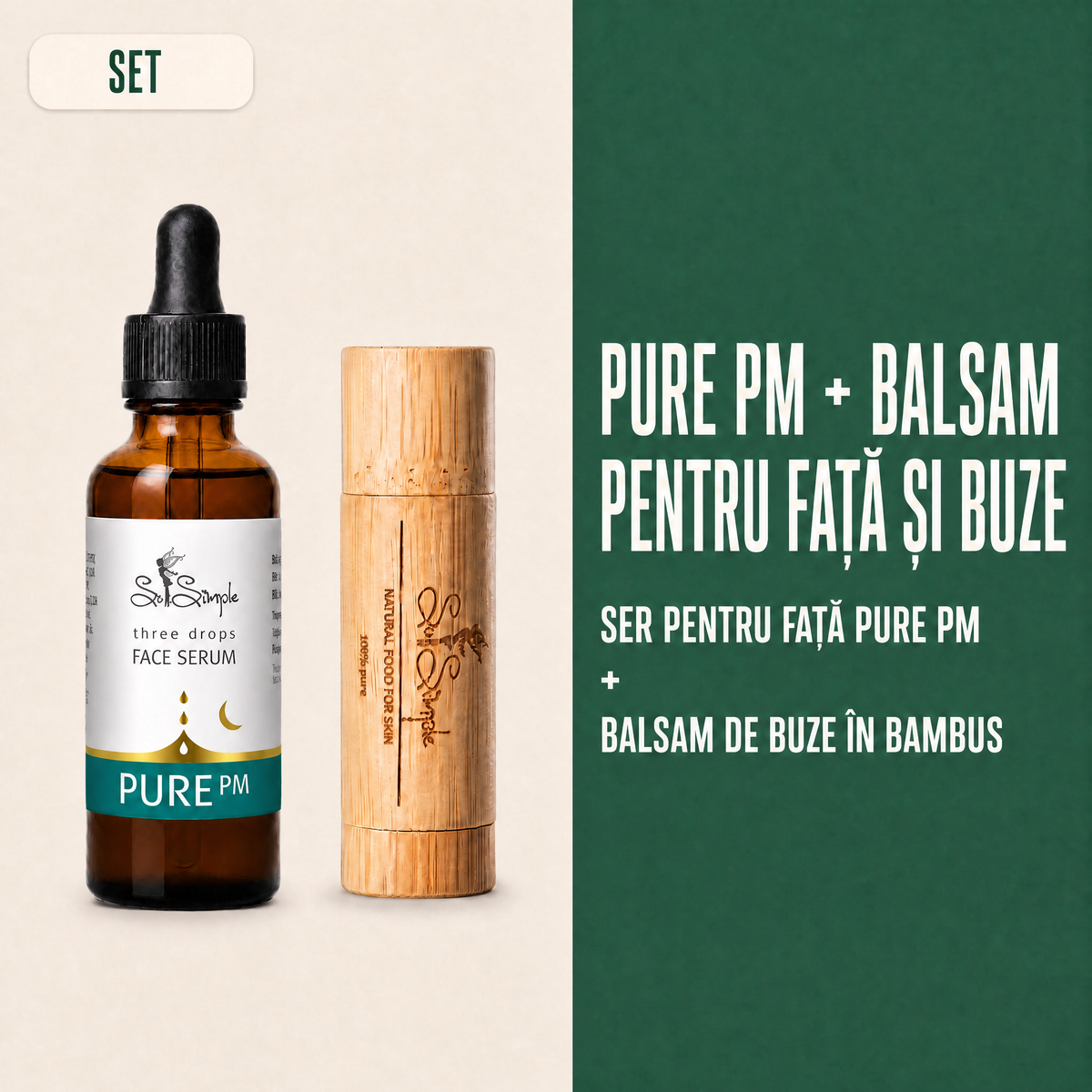 Set PURE PM + balsam natural pentru buze