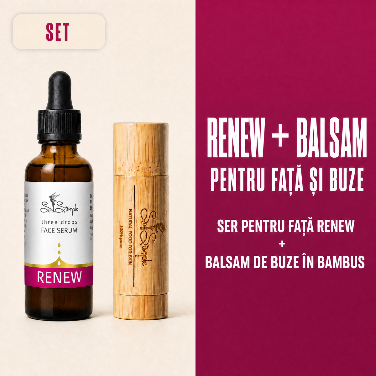 Set RENEW + balsam natural pentru buze