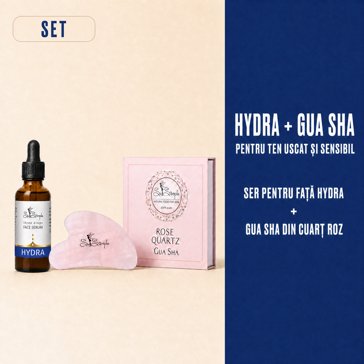 Set HYDRA + Gua Sha din cuarț roz