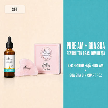 Set PURE AM + Gua Sha din cuarț roz